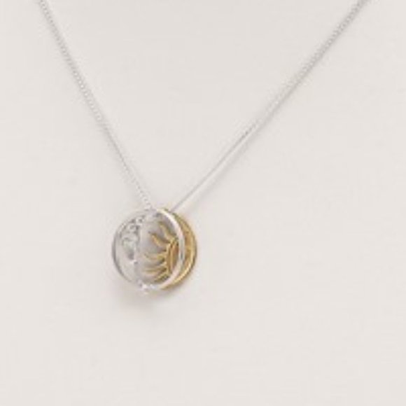 Sterling Silver Sun and Moon Necklace Pendant - Picture 5 of 5